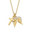 Ross-Simons 14kt Yellow Gold Cross and Angel Wings Pendant Necklace With Diamond Accents - 3 of 4