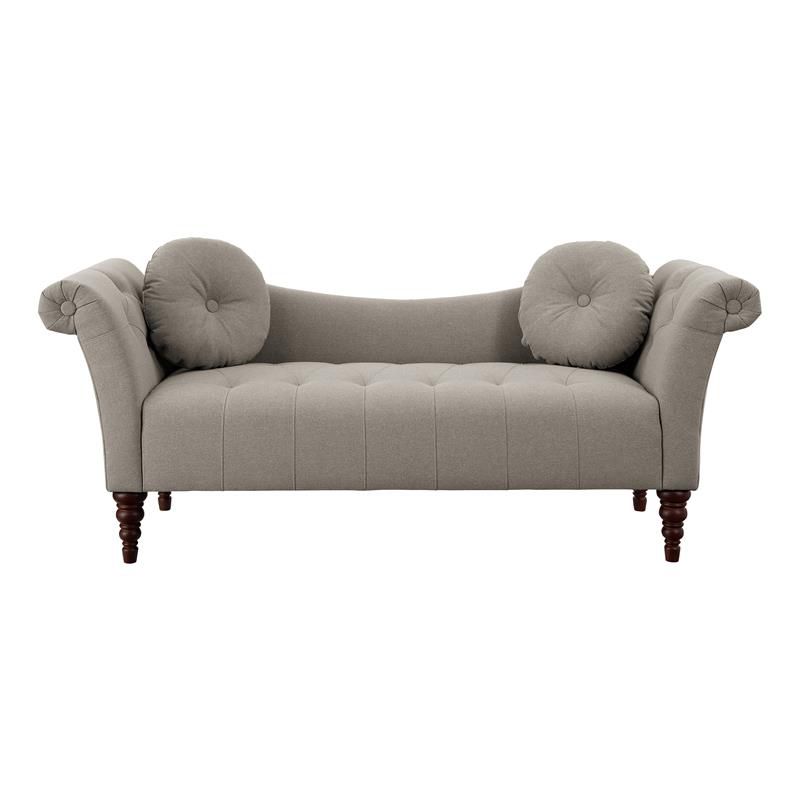 Adira 75" Traditional Fabric Settee with 2 Pillows in Brown - Lexicon, 3 of 7