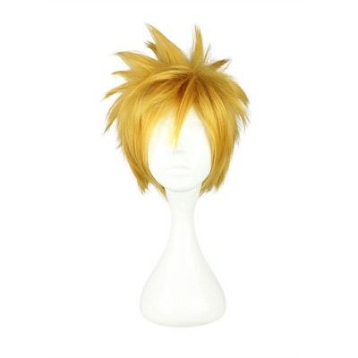 Unique Bargains Women's Wigs 13" Gold Tone with Wig Cap Synthetic Fibre