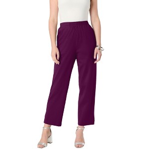 Roaman's Women's Plus Size Soft Knit Straight-Leg Capri Pant - 1 of 4