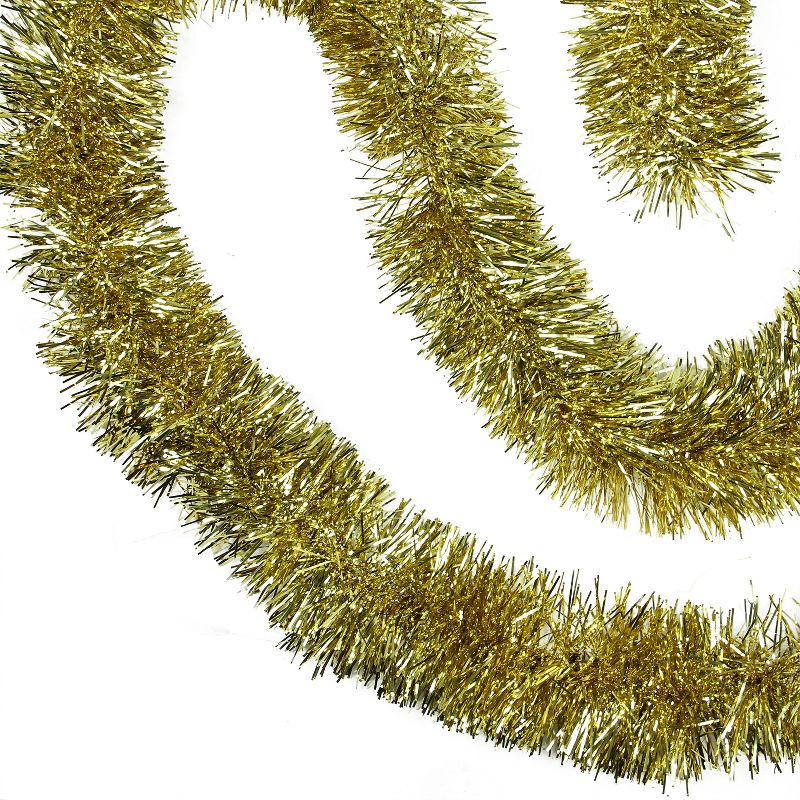 Northlight 50' x 4" Unlit Shiny Gold Foil 3-Ply Tinsel Christmas Garland, 1 of 6