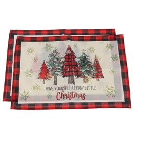 Unique Bargains Christmas Place Mats Flax Red White Green Black 11.8"x17.7" 2 Pcs - 1 of 4