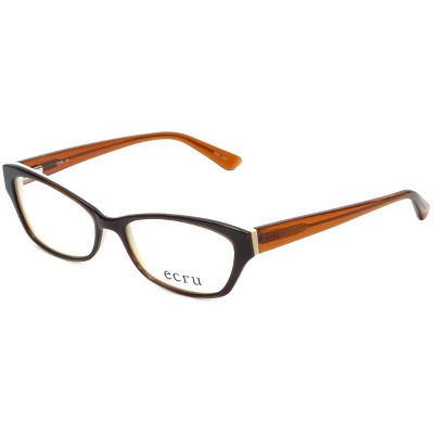 Ecru Designer Reading Glasses Ferry-035 Au Lait 53mm Brown Ivory White Crystal
