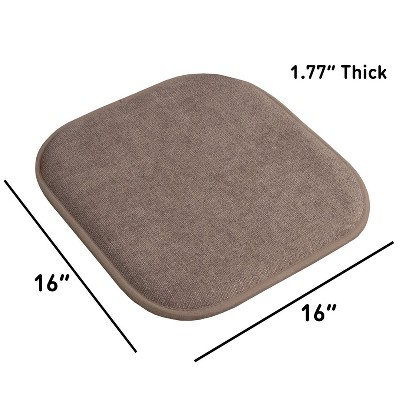 Alexis Chocolate Memory Foam Non-Slip Chair Cushion Set, 16" x 16", 2-Pack