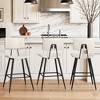 Arceso 24.5" Counter Height Bar Stools Set of 2, Black Faux Leather Upholstered Barstools with Back Footrest and Metal Legs, Armless Bar Chairs - 2 of 4