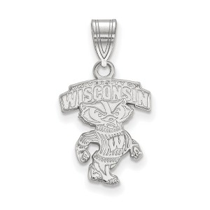 Black Bow Jewelry 14k White Gold Wisconsin Badgers NCAA Medium Pendant - 1 of 2