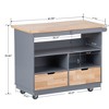 TiramisuBest 53.7in Farmhouse Kitchen Island with Power Outlet, 2 Sliding Barn Door Kitchen Storage Island with Drop Leaf, Spice Rack Rol - 4 of 4
