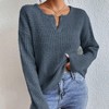 Coolmee Long Sleeve Sweater for Women Fall V Neck Waffle Basic Tee Dressy Casual Knit Tunic Tops - 4 of 4