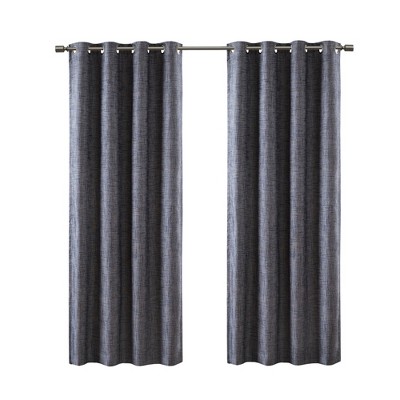 LIVN CO. Solid Heathered Blackout Grommet Top Single Curtain Panel, Navy 50x54"