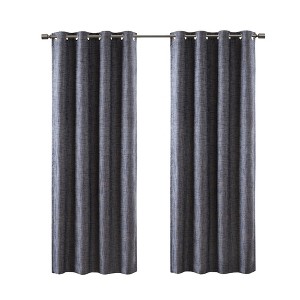 LIVN CO. Solid Heathered Blackout Grommet Top Single Curtain Panel, Navy 50x54" - 1 of 4