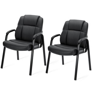 JIONJOY Office Guest Chair Leather Executive Waiting Room Chairs Set of 2 | Black - 1 of 3