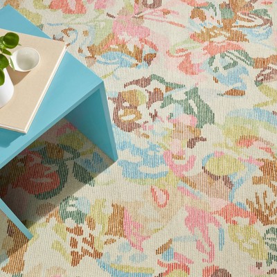 Handmade Blue Floral Wool Tufted 3' x 5' Rug