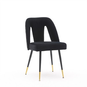 COWLOWN Set of 2 Velvet Dining Chairs with Nailhead Trim, Upholstered Chairs with Gold-Tipped Legs - 1 of 4