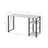 INFURNIC Writing Desk Modern Rectangular Desk with 2-Tier Shelf and Open Metal Base for Home Office, White Black, 19"*47"*28" - 3 of 4