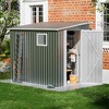 Resenkos Large Metal Storage Shed, Weatherproof Outdoor Garage, Lockable Door, With Window & Sloped Roof, Light Gray - 2 of 4
