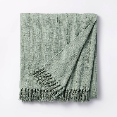 60" x 86" Oversized 100% Cotton Bed Throw Willow Mist - Threshold™ designed with Studio McGee