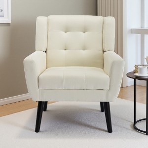 Modern Accent Chair with Curved Back and Padded Seat - 1 of 4