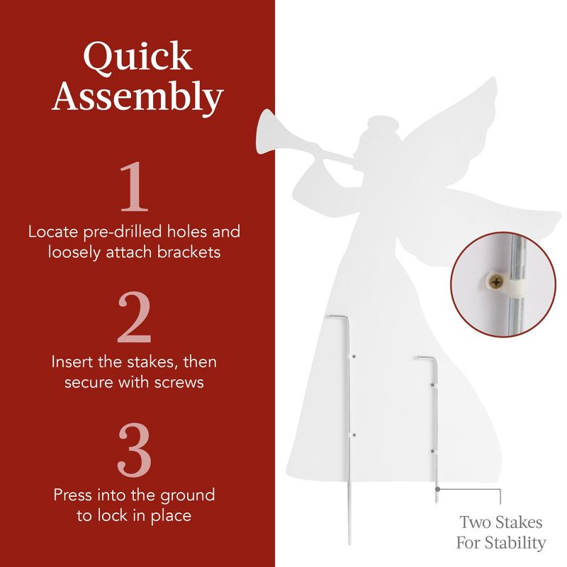 Best Choice Products 3ft Set of 2 Christmas Angel Yard Decorations w/ Weather-Resistant PVC, 4 Stakes, 4 of 8