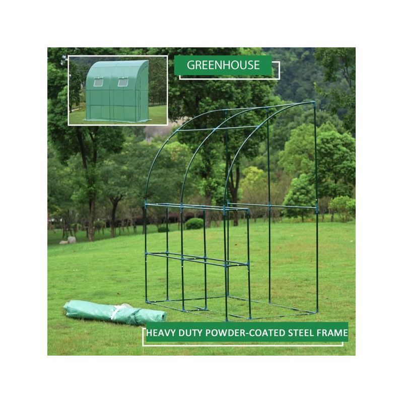 Aoodor 6.7ft. x 3.3ft. x 7.2ft. Outdoor Walk-in Greenhouse Lean to Portable Wall Two Doors, 3 of 8
