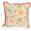 Storied Home Cotton Slub Pillow with Flowers, Embroidery and Eyelash Fringe, Multi Color - 2 of 4