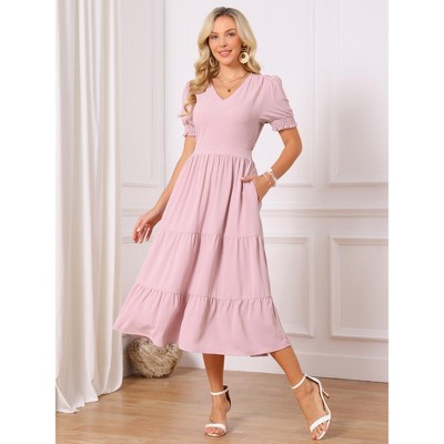 Женские платья INSPIRE CHIC Women's Summer Smocked Floral Tiered Beach Flowy Boho Maxi Dress X-Large Pink — фото 3