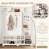 HDZNVF Hall Tree with Shoe Bench, Coat Rack ,Shoe Storage ,Storage Shelves and Pegboard, White - 4 of 4