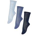 AVENUE | Women's Plus Size  Flat Knit Crew Socks 3 Pack - blue  - 10-13