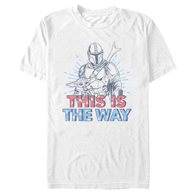 Men's Star Wars The Mandalorian Patriotic Mando and Grogu This is the Way  T-Shirt - White - X Large