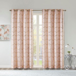 MAYEERTY 1 Pc Panel Total Blackout Metallic Print Grommet Top Curtain Panel - 1 of 4