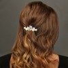 Unique Bargains Exquisite Seashell Flower Butterfly Rhinestone Spring Clip Hair Clips Gold Tone Beige 1 Pc - 2 of 4