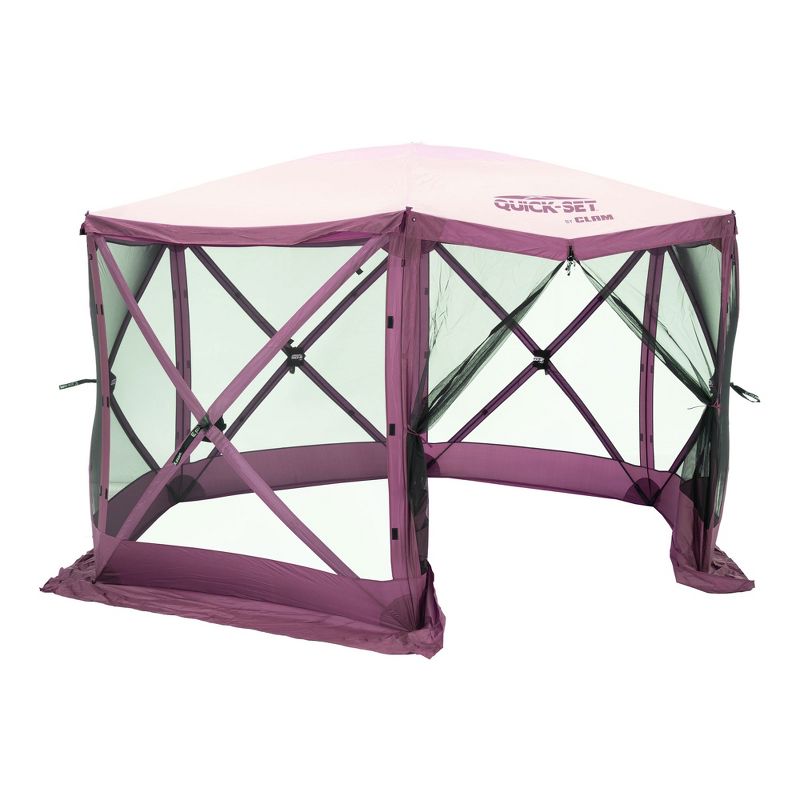 CLAM Quick Set Escape 11.5 x 11.5 Foot Portable Outdoor Canopy Shelter, Plum + CLAM Quick Set Screen Hub Tent Wind & Sun Panels, Plum (3 Pack), 2 of 7