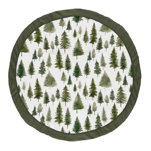 Sweet Jojo Designs Gender Neutral Unisex Baby Tummy Time Playmat Woodland Pine Tree Green and White - 1 of 4