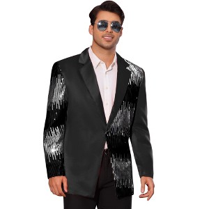 Lars Amadeus Men's Color Block Notched Lapel Party Sequin Blazers - 1 of 4