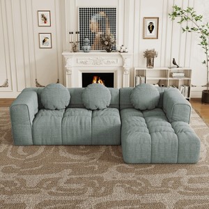 MAYEERTY Luxury 103" Sectional Sofa - Right Recliner, 3 Pillows - Modern Home - 1 of 4