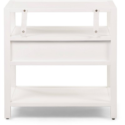 Contemporary White Wood and Brass Accent Side Table with Storage