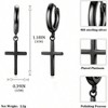 Dainty Silver Cross Earrings - Lightweight Hoop for Women Men Earrings with Design - 2 of 4