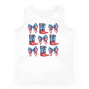 The Juniper Shop Patriotic Boots Stacked Coquette Youth Tank Top - 1 of 4