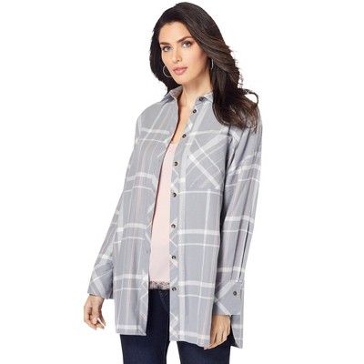 Roaman's Women's Plus Size Plaid Flannel Tunic