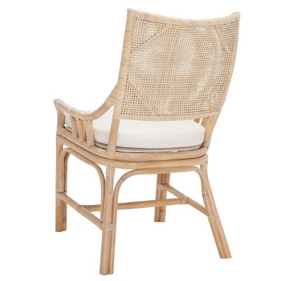 Donatella Transitional Natural White Wash Rattan Armchair with Cushion