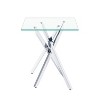 Dolonm 17.72" Square Clear Tempered Glass End Table,Stylish Design with Silver Chrome Plated Metal Legs, 2 pcs - 3 of 4