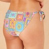 Women's Low-Rise Cheeky Side-Tie Bikini Bottom - Wild Fable™ Pink Sun/Palm Print - image 2 of 4