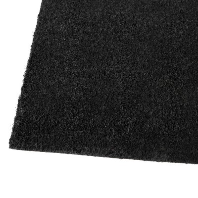 Solid Black Natural Coir 18" x 30" Outdoor Doormat with Non-Slip Backing