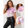 INSPIRE CHIC Women's Clubwear Short Sleeve Shiny Metallic Blouse - 2 of 4