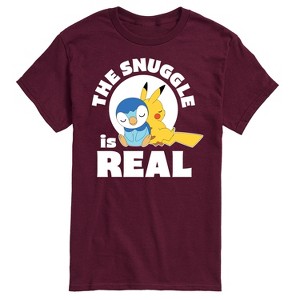 Men's - Pokémon - The Snuggle Is Real Pikachu and Piplup -Men's Short Sleeve Graphic T-Shirt Short Sleeve Graphic T-Shirt - 1 of 4