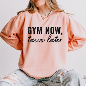 Simply Sage Market Gym Now Tacos Later Lightweight Garment Dyed Sweatshirt - 1 of 4