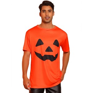 TATT 21 Men's Halloween Pumpkin Printed Short Sleeves Graphic T-Shirts - 1 of 4