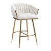 26'' Counter height bar stools velvet kitchen island counter bar stool with hand- wave back,golden chromed base and footrest Beige - 3 of 4