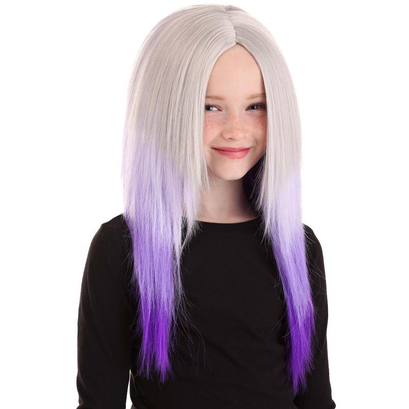HalloweenCostumes.com  Girl Purple and Gray Ombre Wig for Girls, Purple/Gray/Purple, 1 of 5