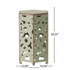 XIYUYEU Vintage Outdoor Patio Side Table, Outdoor Accent Tables with Intricate Fleur-de-lis Pattern, Outdoor End Table for Patio, Set of 2 - 4 of 4