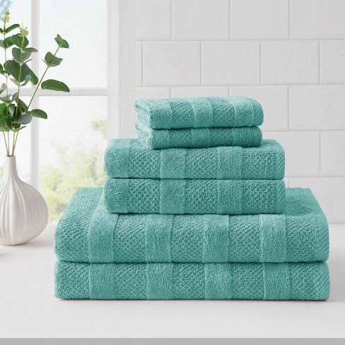 6pc Quick Dry Bath Towel Set Turquoise - Cannon